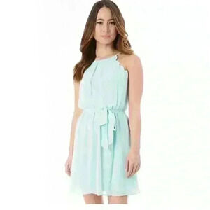 iZ Byer Women's Mint Scallop Skater Dress Size L- Bridesmaid